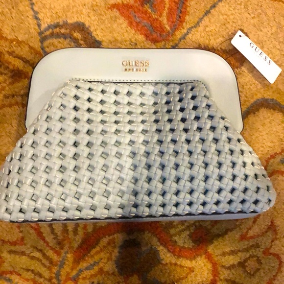 NWT Robins egg blue Guess vegan leather woven bag. - Picture 2 of 11